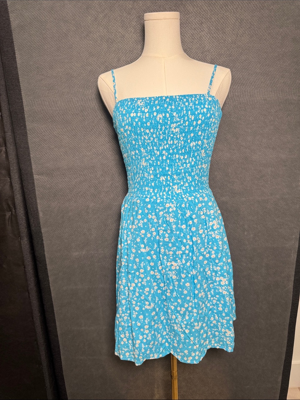Chocolate Blue Floral Smocked Mini Dress